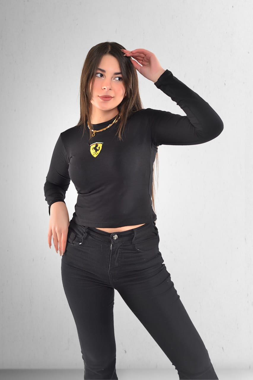 Top LONG-SLEEVE FERRARI black