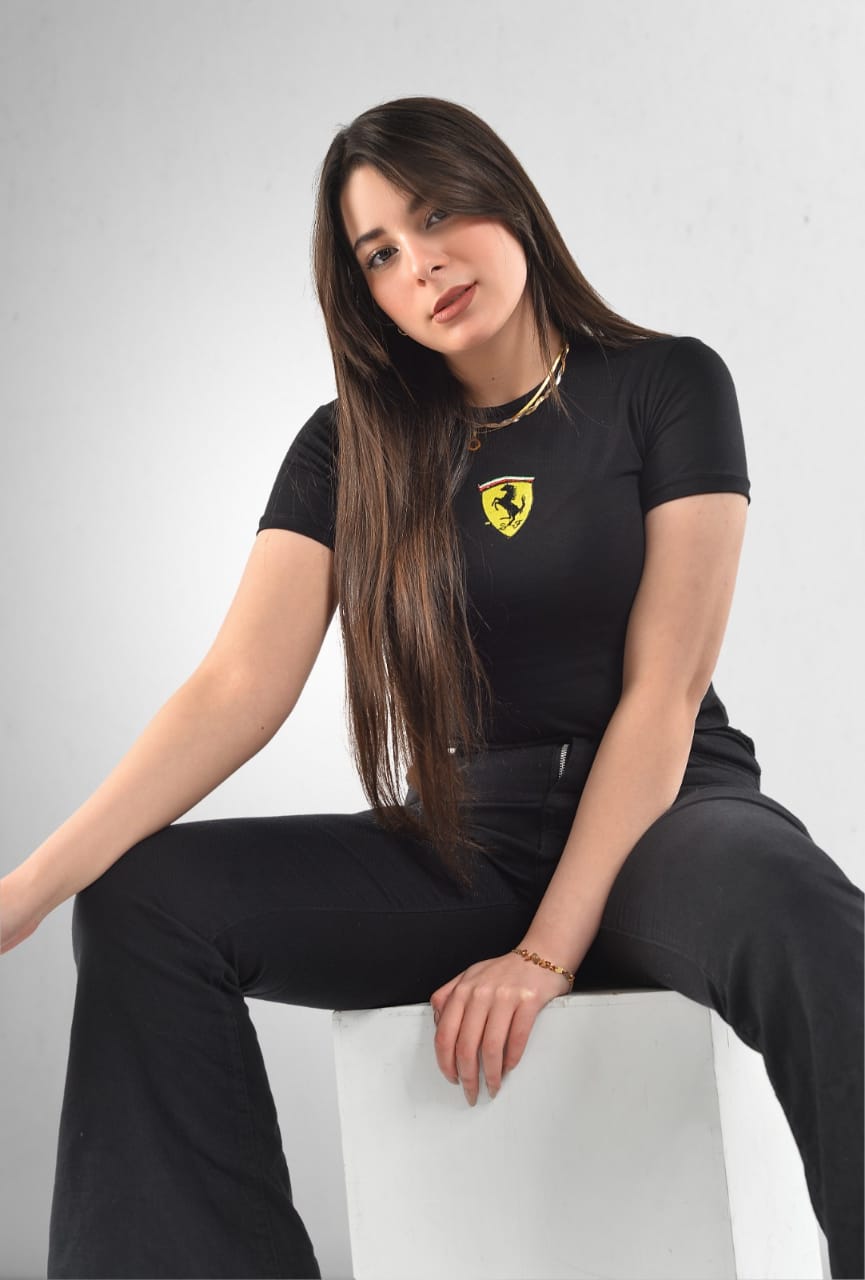 Top SHORT-SLEEVE FERRARI BLACK