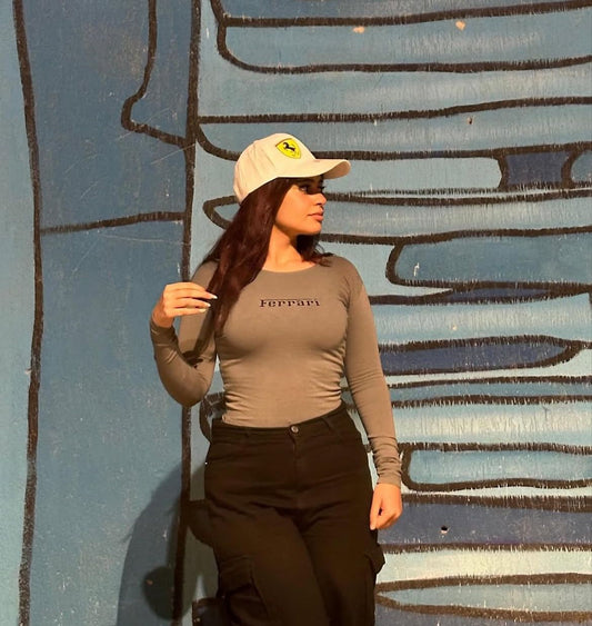 Gray Ferrari Track Long Sleeve Top