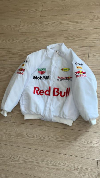 Adult F1 Vintage Racing Redbull Performance Racing Jacket Embroidered Cotton Padded white Redbull Jacket