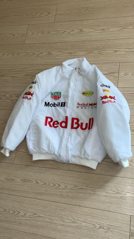 Adult F1 Vintage Racing Redbull Performance Racing Jacket Embroidered Cotton Padded white Redbull Jacket